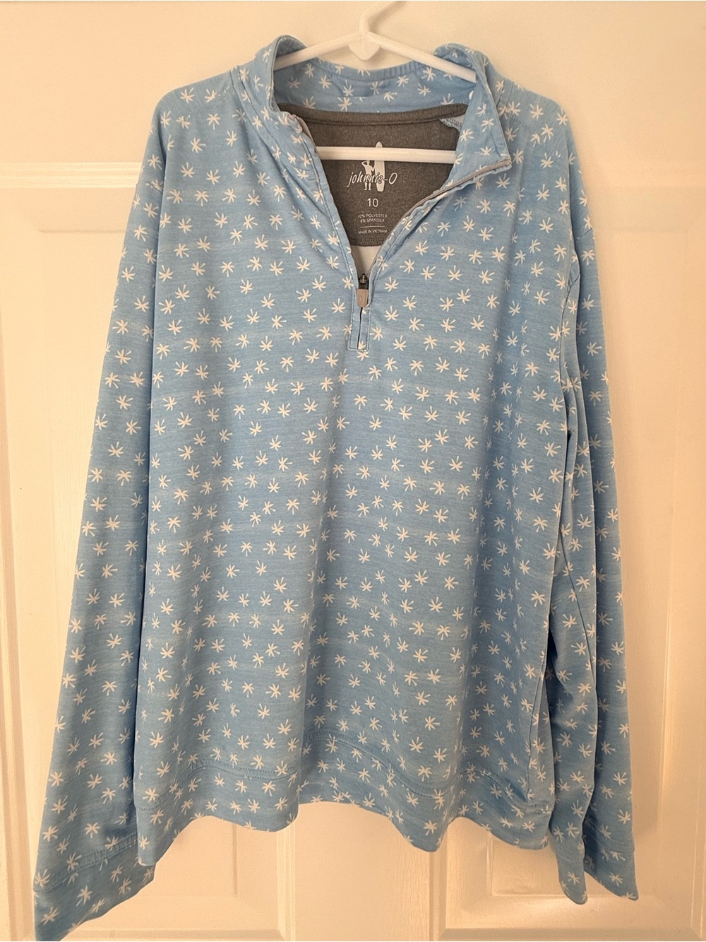 johnnie-O Light Blue Quarter-Zip with White Starburst Pattern